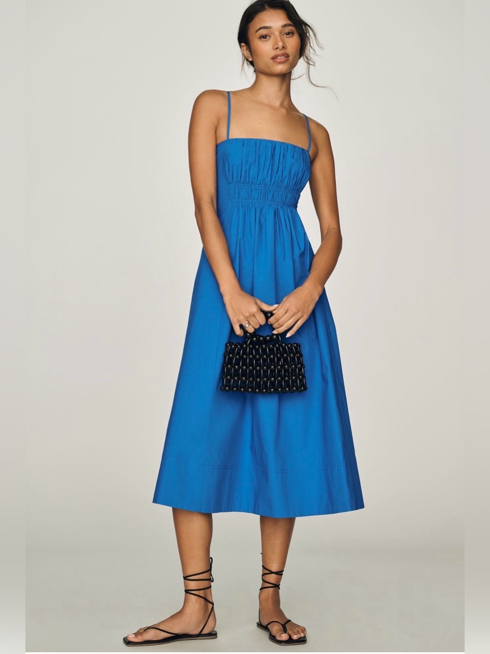 NWT Anthropologie Maeve 100% Cotton Ruched Midi Dress